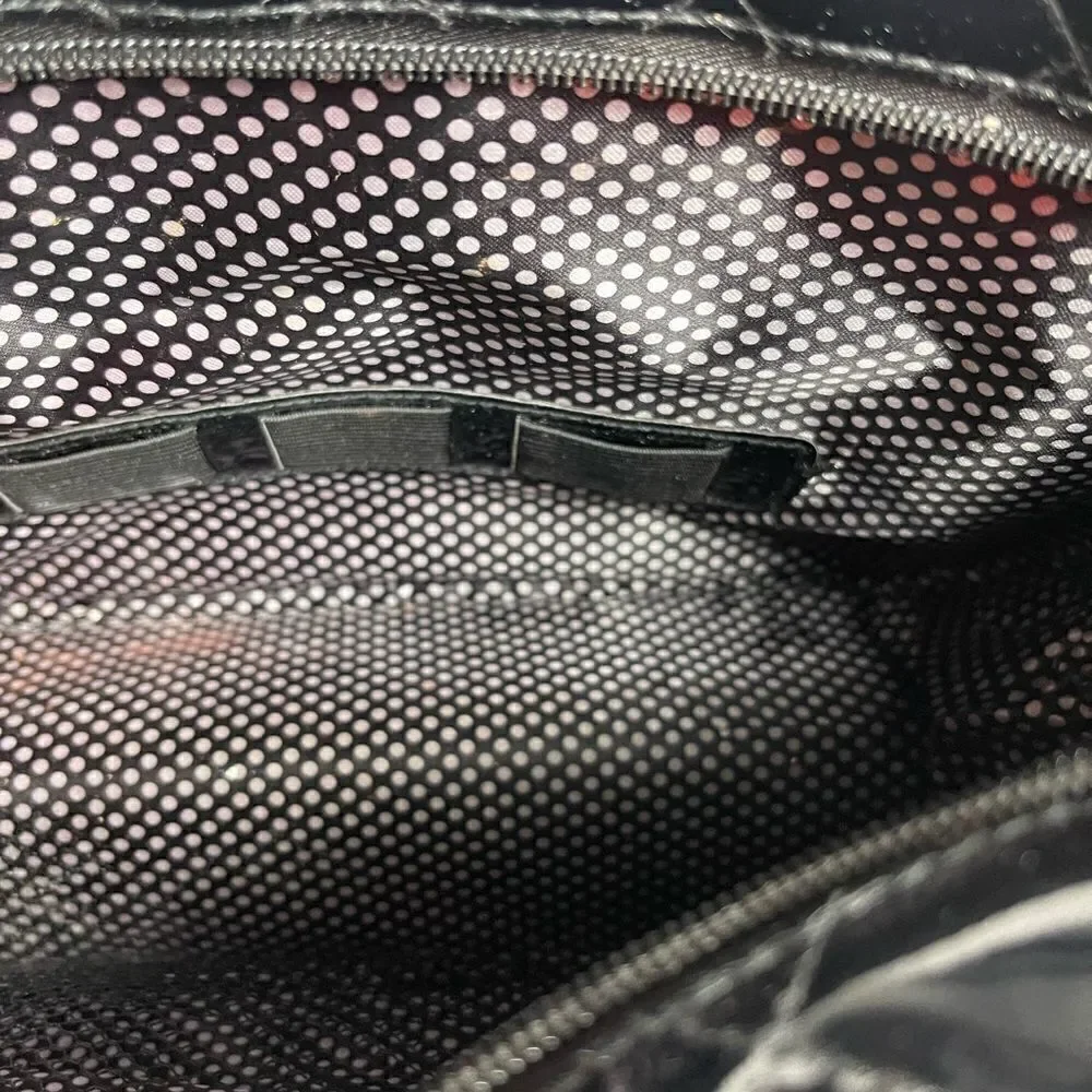 Caboodles Black Faux leather Patent Quilted Makeup Shoulder Bag.
